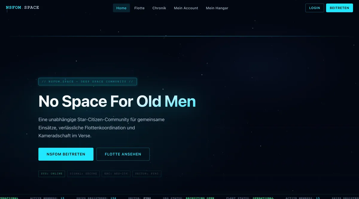 Startseite der Website nsfom.space